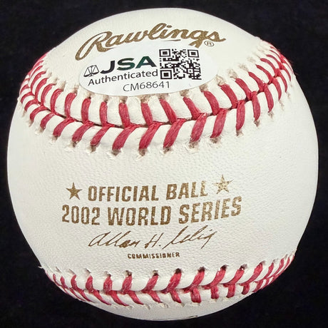 Troy Glaus 02 WS MVP Signed 2002 World Series Logo Baseball JSA