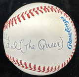 Mickey Mantle  3’s Tom Catal (The Que*r) Signed Baseball JSA LOA