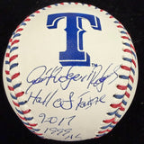 Ivan “Pudge” Rodriguez Signed Rangers Team Stitch Stat Baseball Beckett Witness 