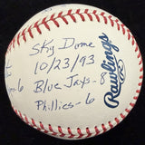Joe Carter 93 World Series Game Signed Story Stat Baseball JSA