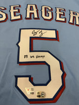 Corey Seager 23 WS Champs Signed Texas Rangers Authentic Jersey MLB Holo Fanatic