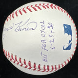 Ralph Kiner HOF 75 Signed Stat Baseball JSA
