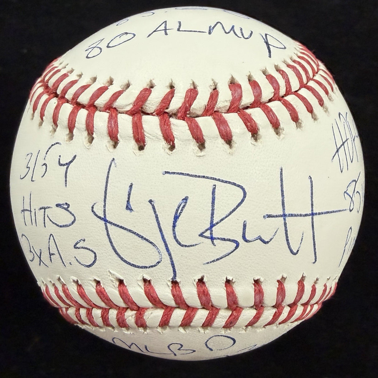 George Brett HOF 99 Signed 9 Inscription Stat Baseball JSA