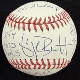 George Brett HOF 99 Signed 9 Inscription Stat Baseball JSA