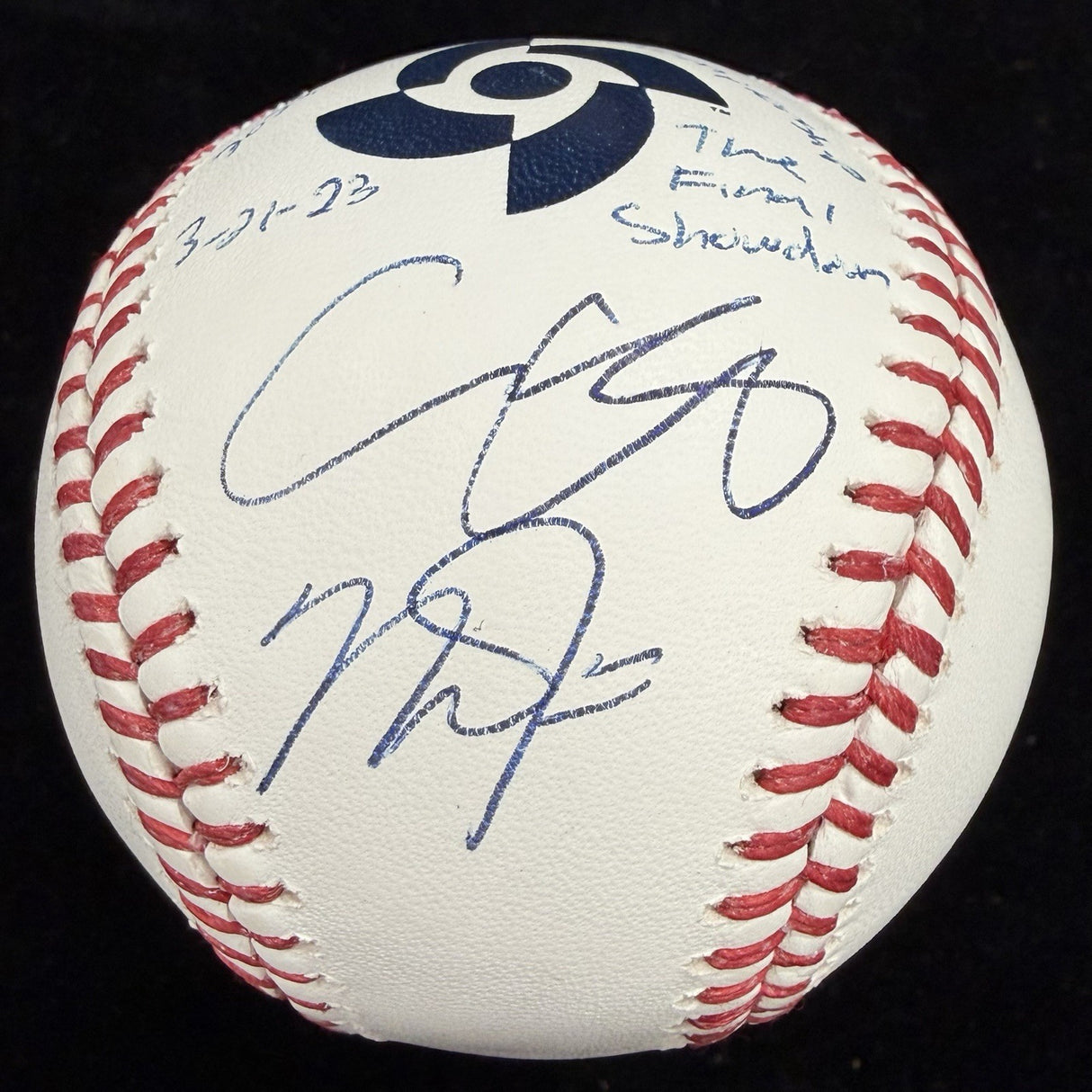 Shohei Ohtani Mike Trout Dual Signed 2023 WBC Logo Baseball MLB Holo Fanatic JSA