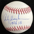 Rickey Henderson 1,406 SB Signed Baseball JSA