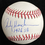 Rickey Henderson 1,406 SB Signed Baseball JSA