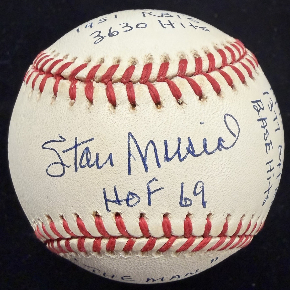 Stan Musial Signed Reggie Jackson Stat Baseball Complete Box Bag Cert