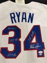Nolan Ryan HOF 99 Signed Authentic Mitchell Ness Rangers Stat Jersey JSA LOA