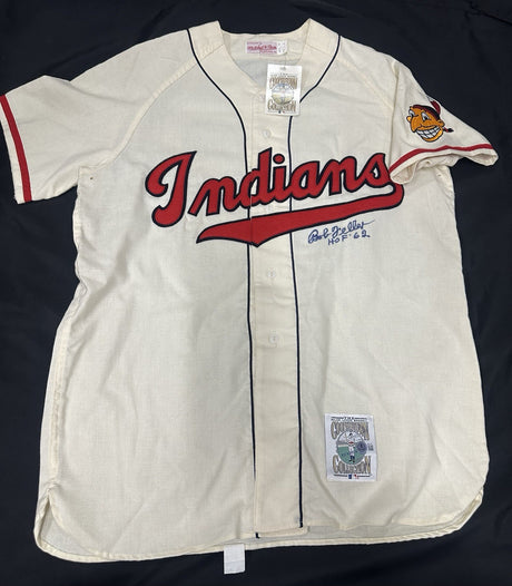 Bob Feller HOF 62 Signed Authentic Indians Mitchell Ness Jersey PSA LOA