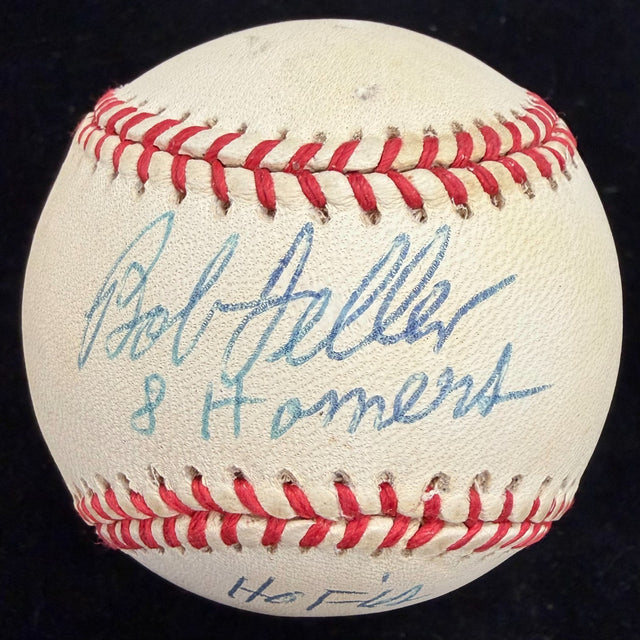 Bob Feller 8 Homers HOF 62 Signed Baseball PSA