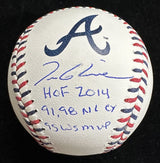 Tom Glavine Stat Signed Atlanta Braves Team Stitch Logo Baseball JSA