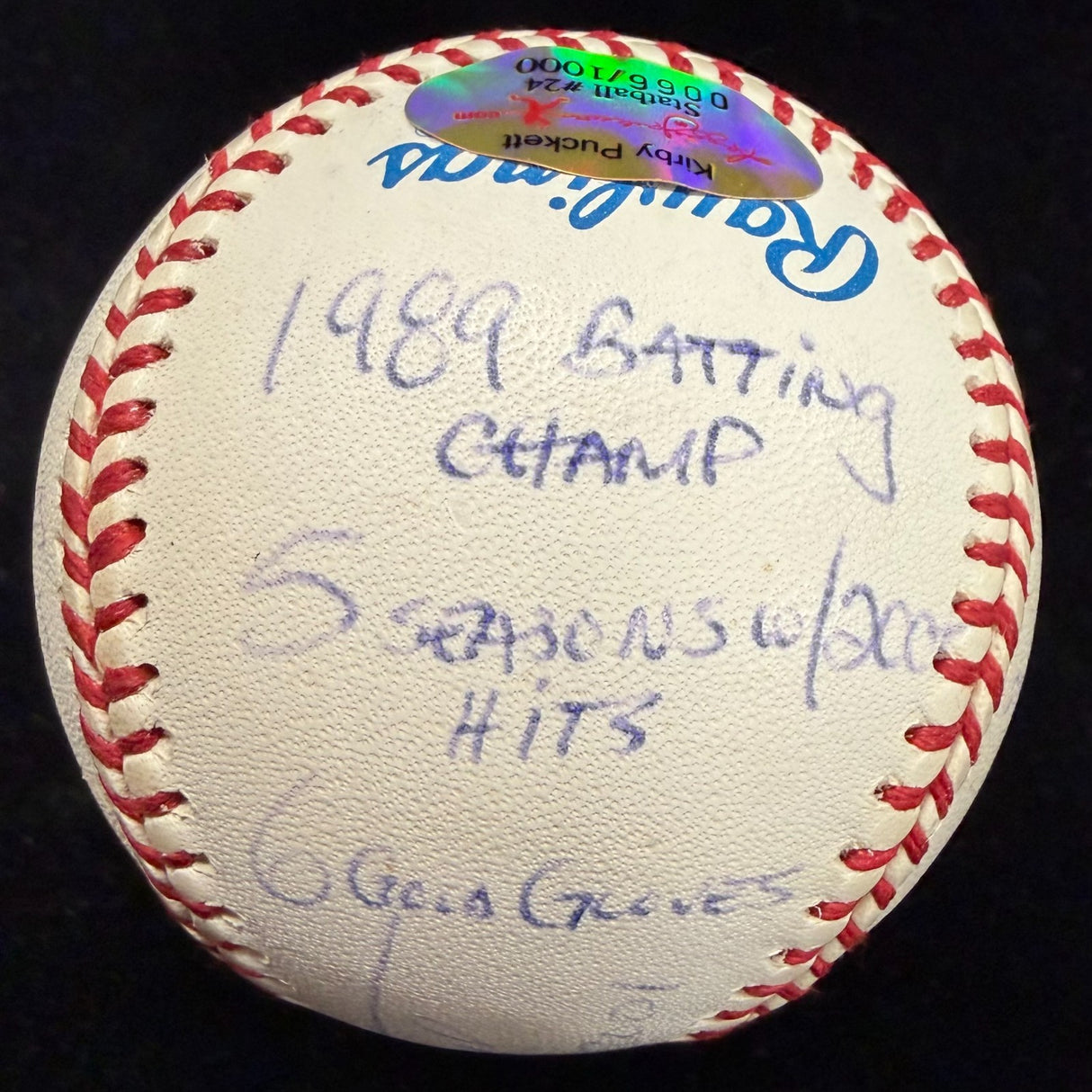 Kirby Puckett HOF 01 Signed Reggie Jackson RJ Stat Baseball Complete Box BagHolo