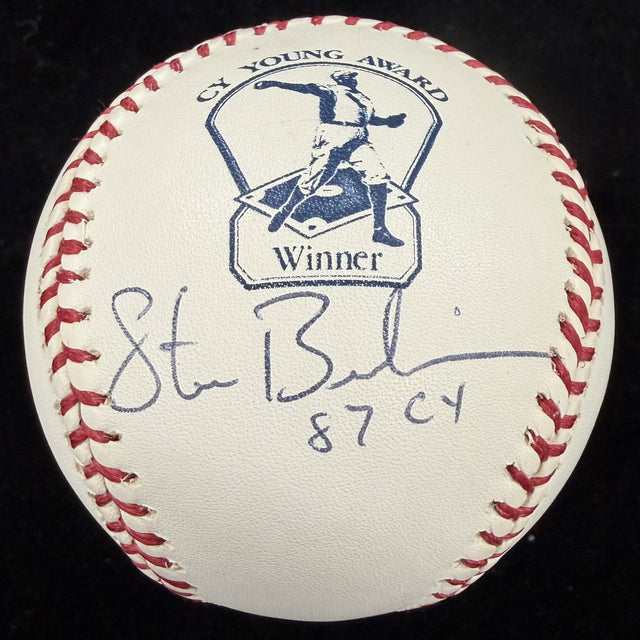 Steve Bedrosian 87 CY Signed Cy Young Logo Baseball MLB Holo