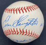 Enos Slaughter #17 1957-1958 World Series Yankees Vs. Braves Signed Baseball JSA