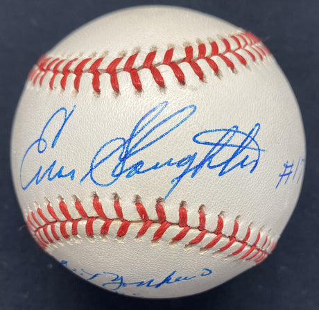 Enos Slaughter #17 1957-1958 World Series Yankees Vs. Braves Signed Baseball JSA
