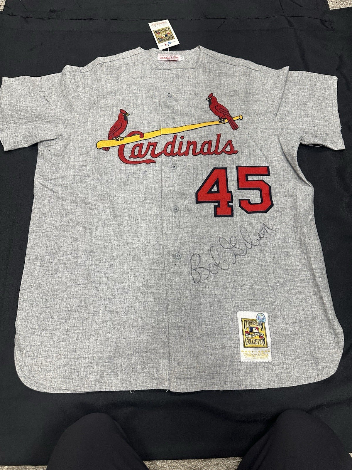 Bob Gibson Signed Authentic Cardinals Mitchell Ness Jersey MLB Holo