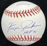 Fergie Jenkins HOF 91 Signed Reggie Jackson RJ Stat Baseball COMPLETE 