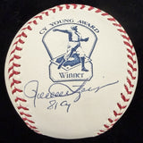 Rollie Fingers 81 CY Signed Cy Young Logo Baseball JSA