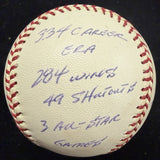 Fergie Jenkins Signed Reggie Jackson Stat Baseball Complete Box Bag Cert