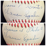 Warren Spahn 2 No Hitter Signed Baseball Set JSA
