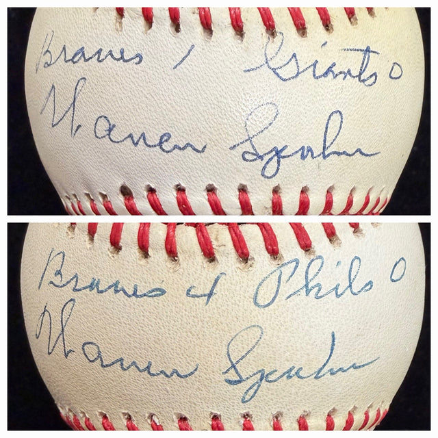 Warren Spahn 2 No Hitter Signed Baseball Set JSA