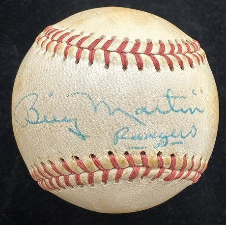 Billy Martin Rangers Personalized To Bruce Signed Baseball PSA/DNA LOA