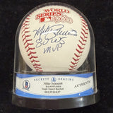 Mike Schmidt 80 WS MVP Signed 1980 World Series Logo Baseball MLB Holo Fanstics 