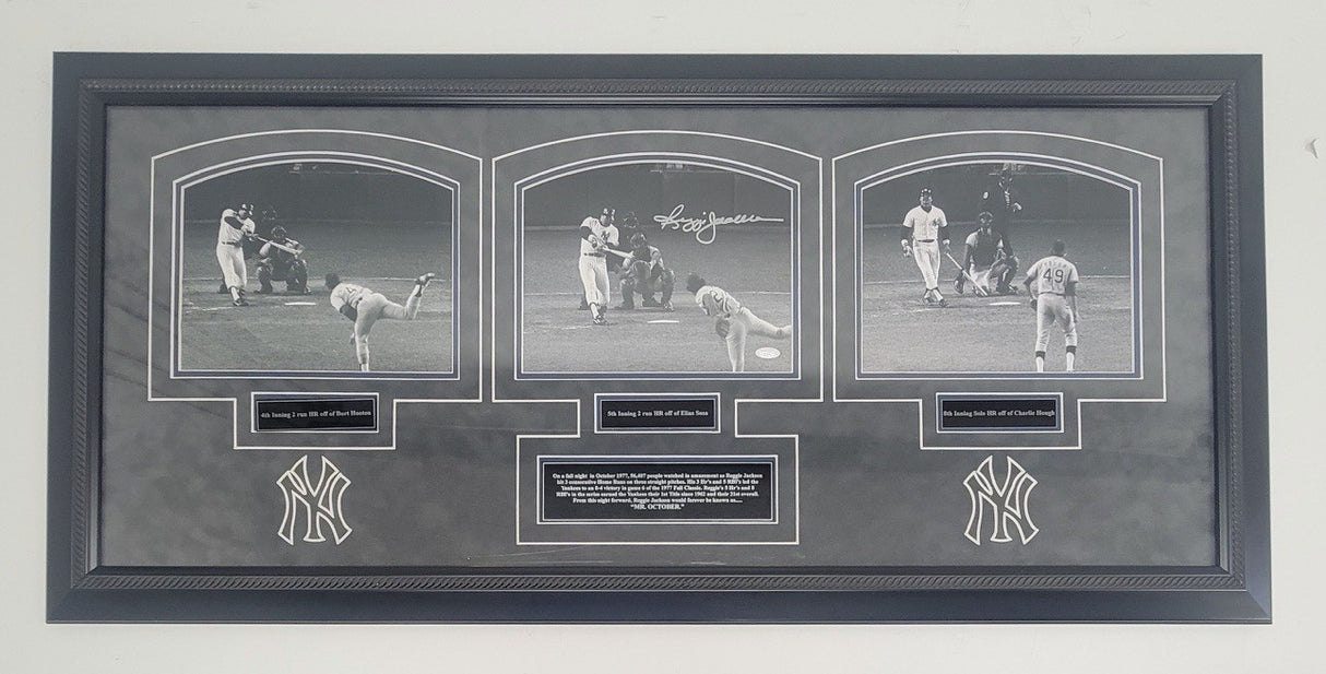 Reggie Jackson Signed 1977 World Series Game 5 HRs 8x10 Photo Framed Steiner