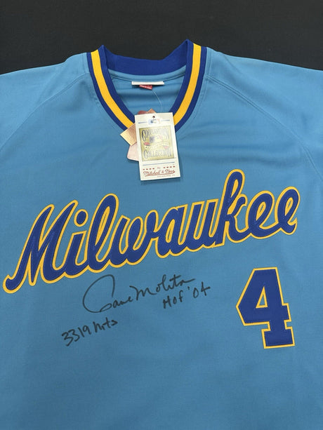 Paul Molitor 3319 Hits HOF 04 Signed Authentic Brewers Mitchell Ness Jersey JSA