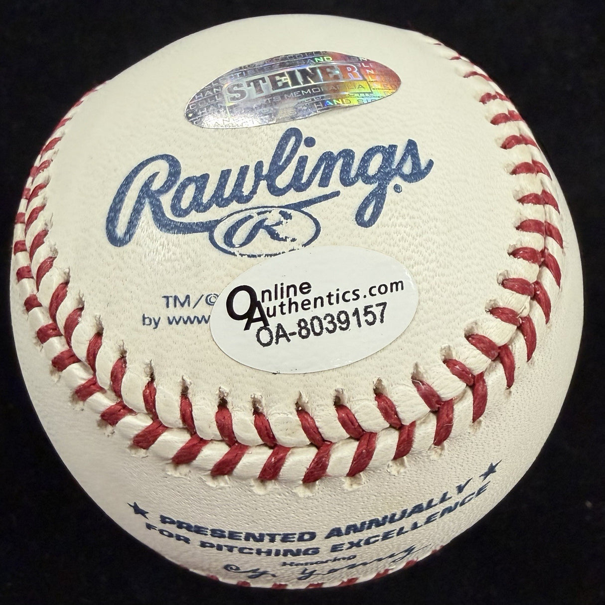 Sandy Koufax CY 63, 65, 66 Signed Cy Young Logo Baseball Steiner Sports OA Holo