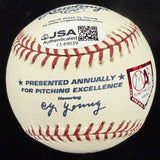 Rollie Fingers Signed Cy Young Logo Baseball JSA