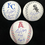 Bo Jackson Royals Angels White Sox Signed Team Stitch Logo Baseball Set Beckett 