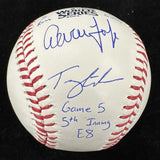 Aaron Judge Tommy Edman 2024 World Series Game 5 E8 Signed Baseball MLB Holo 