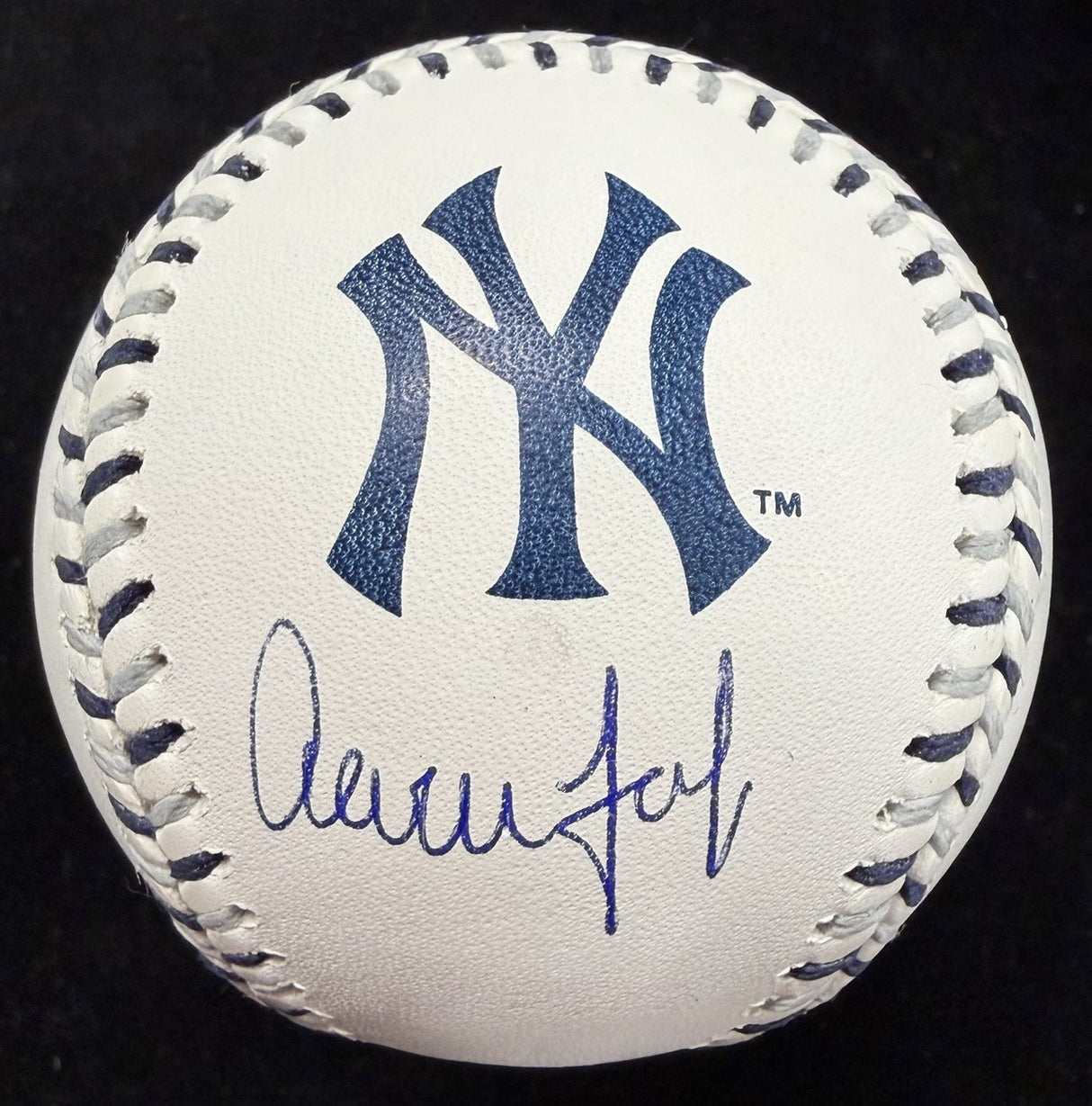Aaron Judge Signed Yankees Team Stitch Logo Baseball MLB Holo Fanatics 
