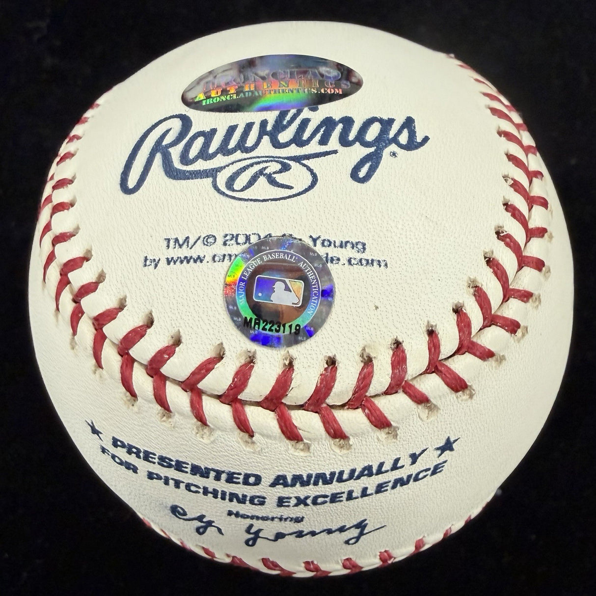 Steve Bedrosian 87 CY Signed Cy Young Logo Baseball MLB Holo