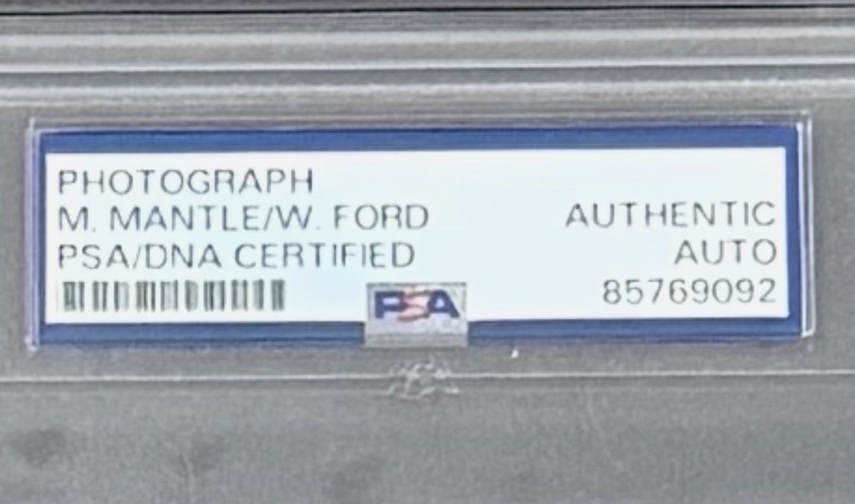 Mickey Mantle Whitey Ford Dual Signed 8x10 Photo JSA PSA Encapsulated 