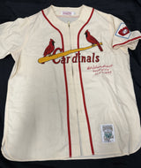 Red Schoendienst HOF 89 2449 Hits Signed Authentic Cardinals M&N Jersey JSA