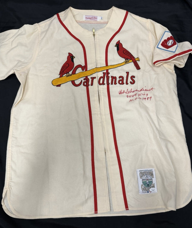 Red Schoendienst HOF 89 2449 Hits Signed Authentic Cardinals M&N Jersey JSA