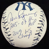 Alex Rodriguez 05, 07 AL MVP 09 WS Champs Signed Yankees Team Stitch Logo JSA 