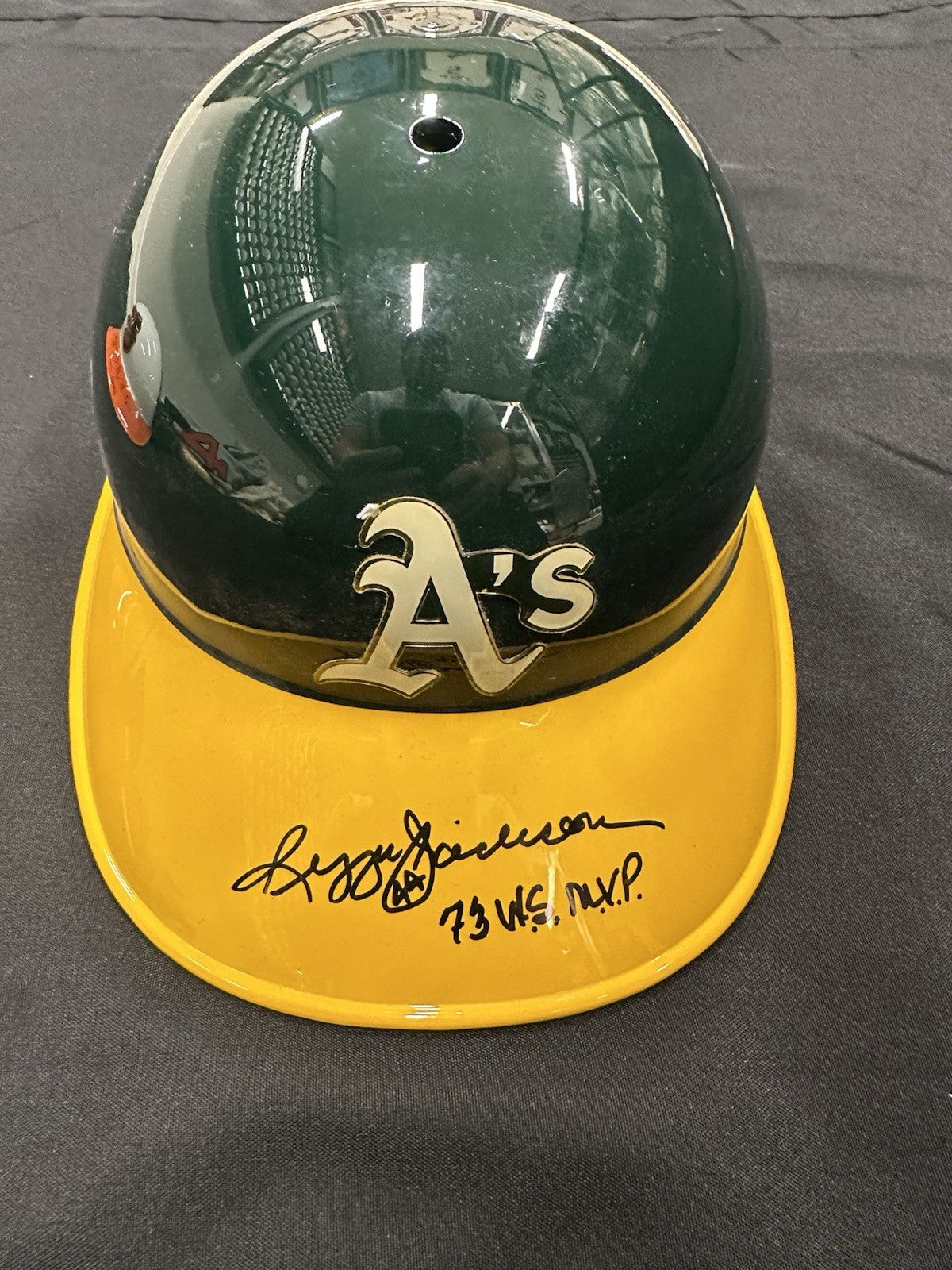 Reggie Jackson 73 WS MVP Signed Authentic Oakland A’s Batting Helmet JSA