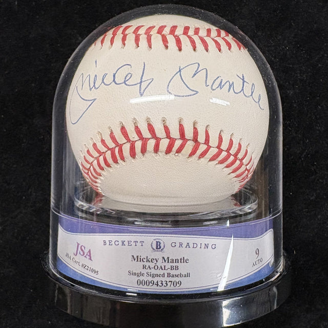 Mickey Mantle Signed Baseball Beckett Encapsulated Graded 9