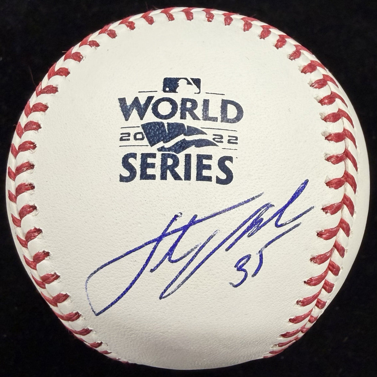 Justin Verlander Signed 2022 World Series Logo Baseball JSA LOA
