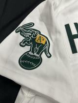 Rickey Henderson HOF MVP Signed Athletics Stat Mitchell Ness Jersey Tristar PSA
