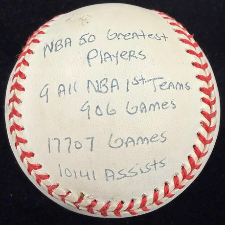 Magic Johnson Signed RJ Reggie Jackson Stat Baseball HMG Hologram