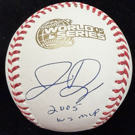 Jermaine Dye 05 WS MVP Signed 2005 World Series Logo Baseball Beckett