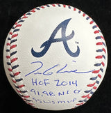 Tom Glavine Stat Signed Atlanta Braves Team Stitch Logo Baseball JSA
