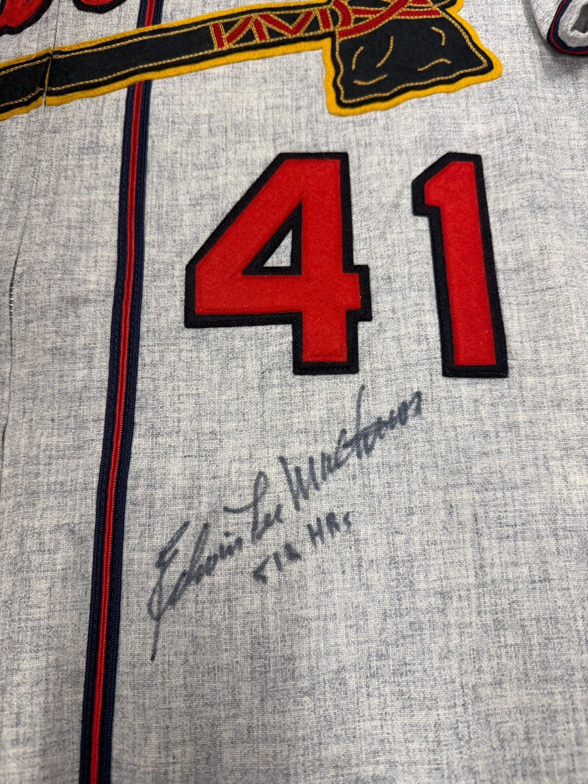 Eddie Edwin Lee Mathews 512 HR Signed Authentic Braves M&N Jersey PSA/DNA LOA