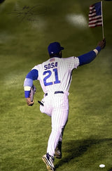 Sammy Sosa Signed American Flag Game 9/27/01 20x30 Photo JSA Witness Cubs 