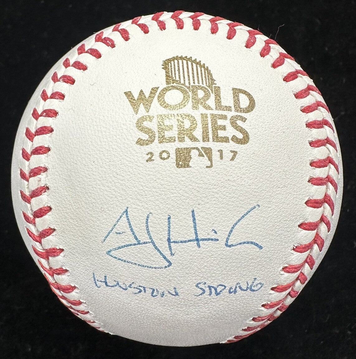AJ Hinch Houston Strong Signed 2017 World Series Logo Baseball Tristar LE 